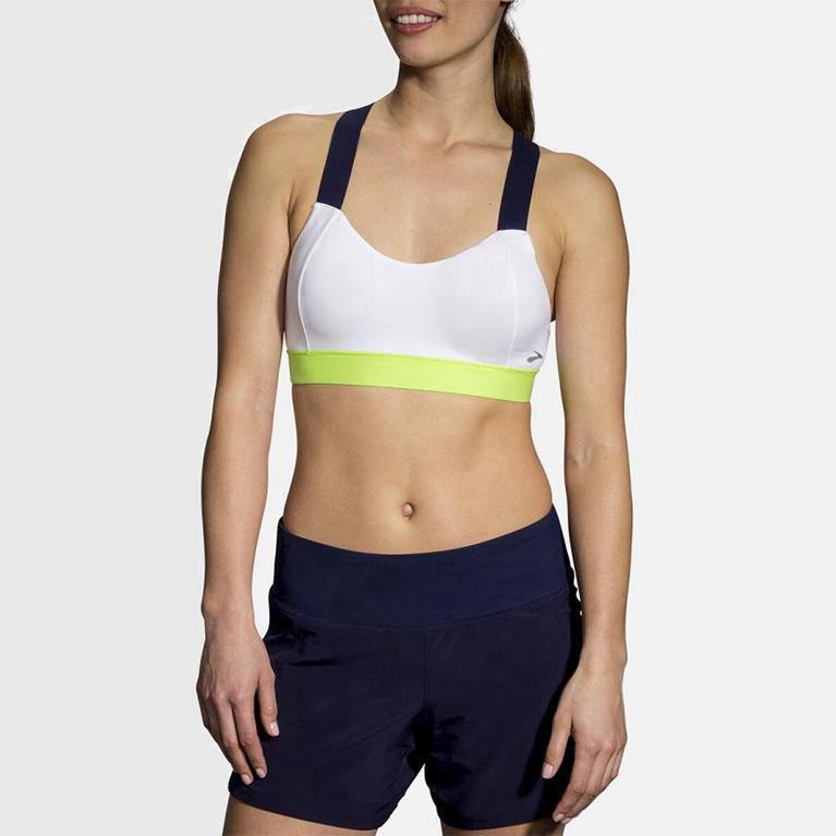 Brooks Hot Sports Women's Running Bra UK Discount - White (DUIHC9267)